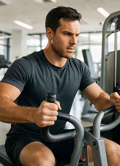 Almont Strength and Cardio Club Man Working out on Gym Equipment